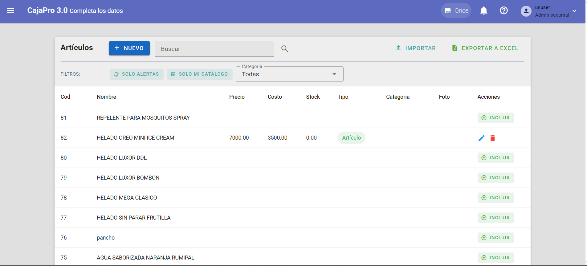 Control de stock por sucursal en CajaPro - Inventario independiente