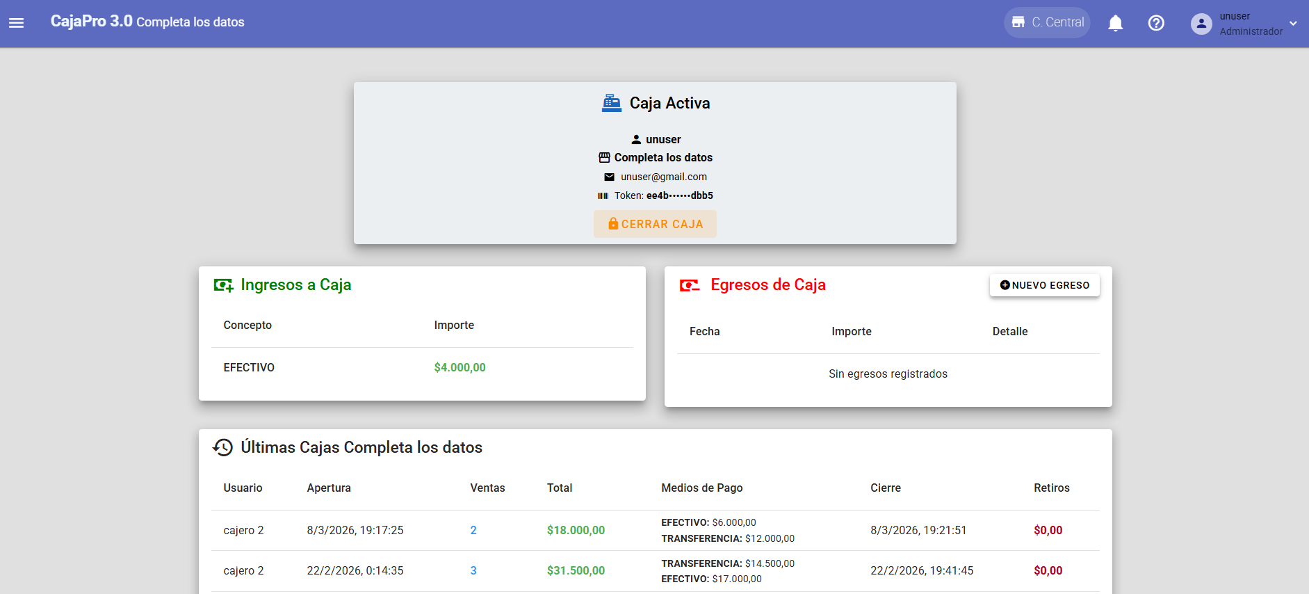 Gestión y cierre de caja en CajaPro - Punto de venta Argentina
